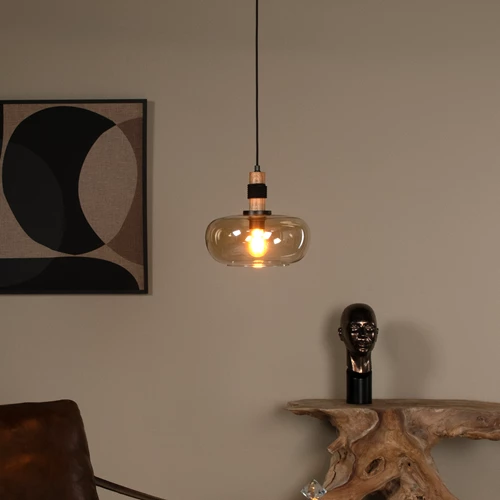 Lucide ILONA - Lámpara colgante - Ø 30 cm - 1xE27 - Ámbar - ambiente 1